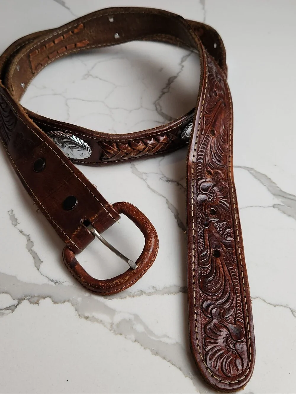 Cintos Imperial Size 42 Hand-Tooled Western Leather Belt – Made in Mexico